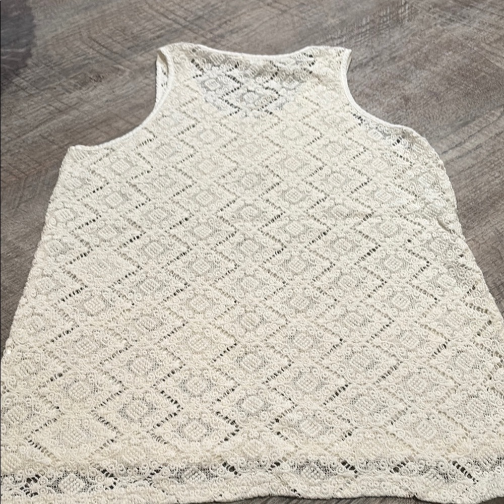 Laffaire Cream Crochet Tank Top with Rounded Neckline - Picture 4 of 4